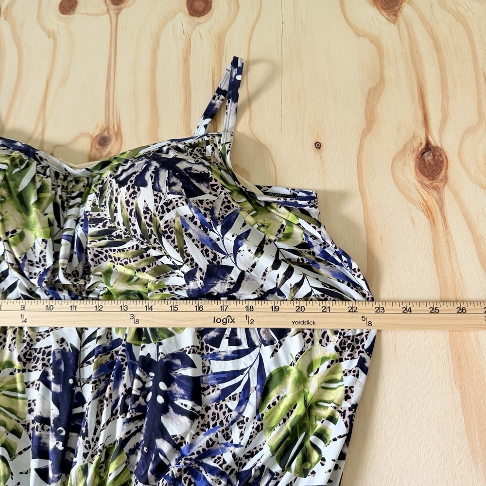 New Swimsuits For All Tankini Top Women 20 Blue Floral Lined Sleeveless Nylon - Picture 3 of 10